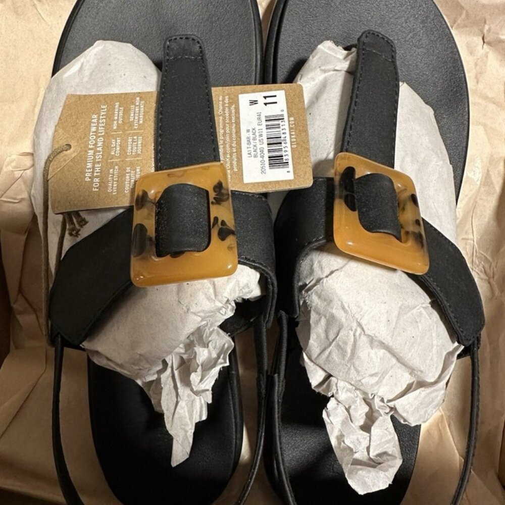 OLUKAI La I T-Bar Womens Sandal 4040-Black (11)